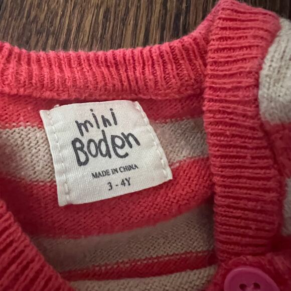 Mini Boden Girl's Bird Striped Knit Striped Warm Cozy Sweater Dress - 3-4 years - Picture 4 of 4